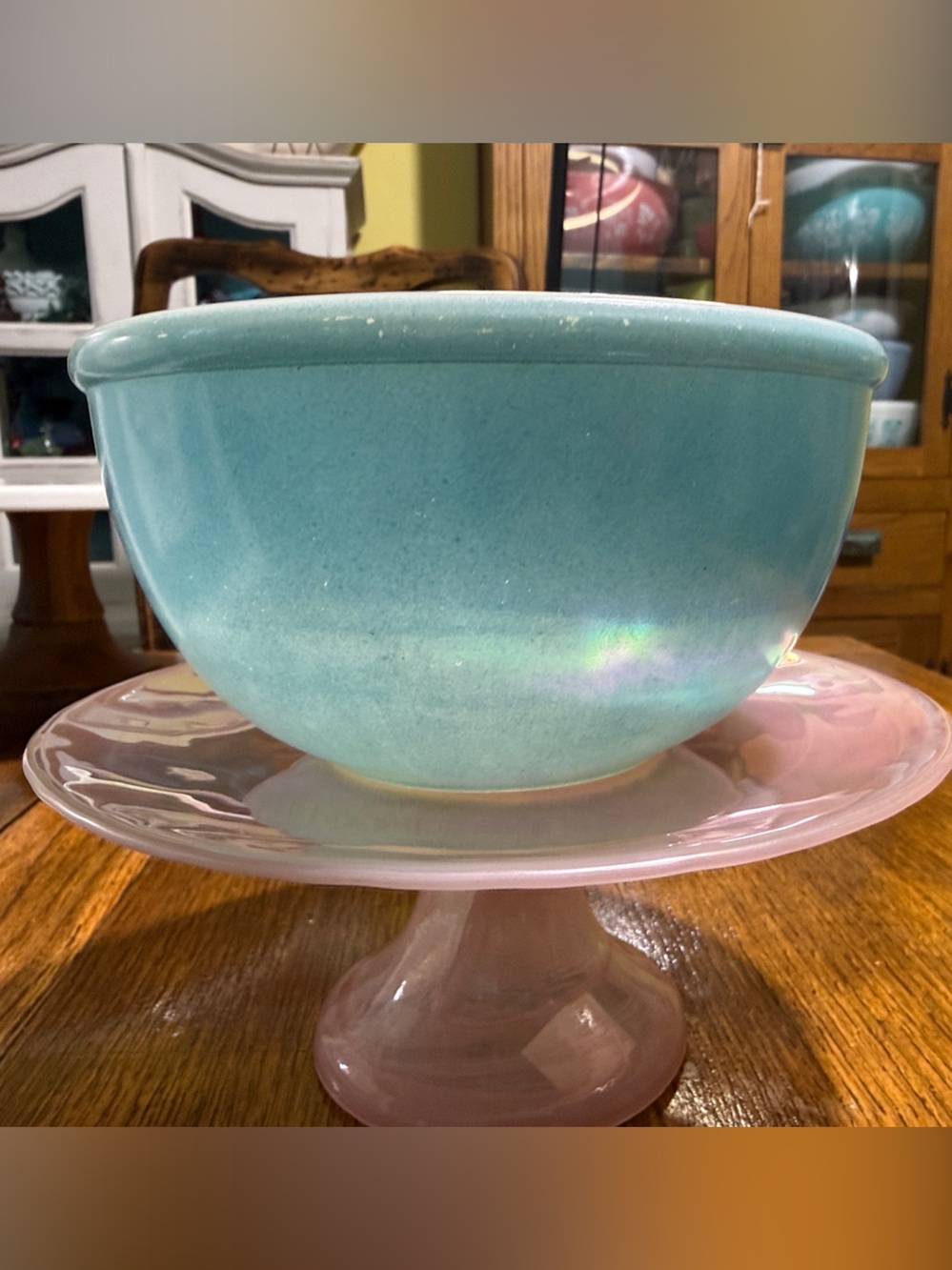 Fire King Aqua Turquoise blue primary Mixing Bowl HTF